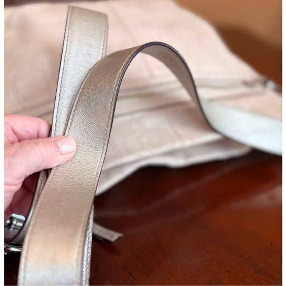 COACH - Signature Perforated Leather North/South Hobo Bag/Blush/Metallic Silver - Picture 11 of 16